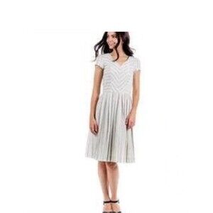 Downeast Striped Cotton Linen Dress Size Small Prairie Cottagecore Tea Coastal